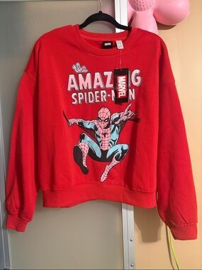 BNWT Marvel The Amazing Spider-Man Comic Fleece Crewneck Sweater - Medium